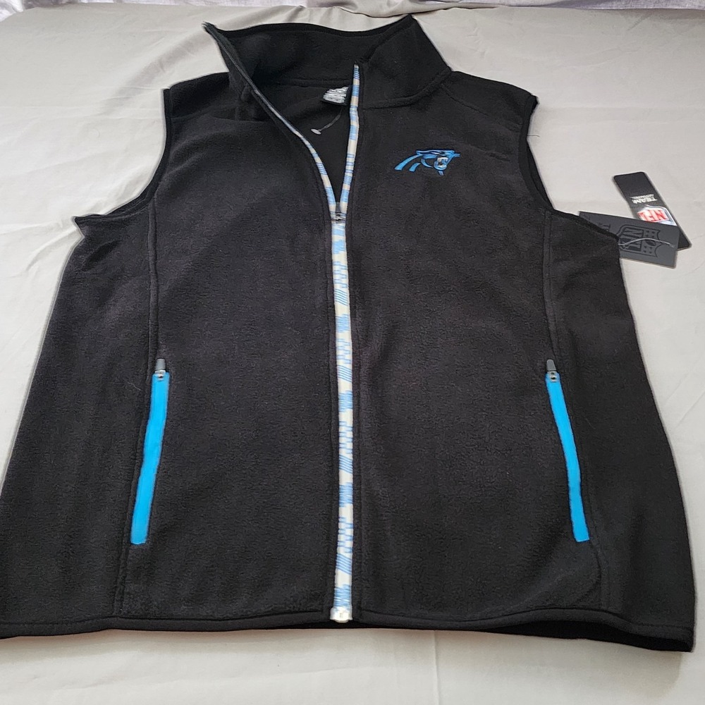 Carolina Panthers Team Apparel Fleece Vest Mens Medium Black NWT